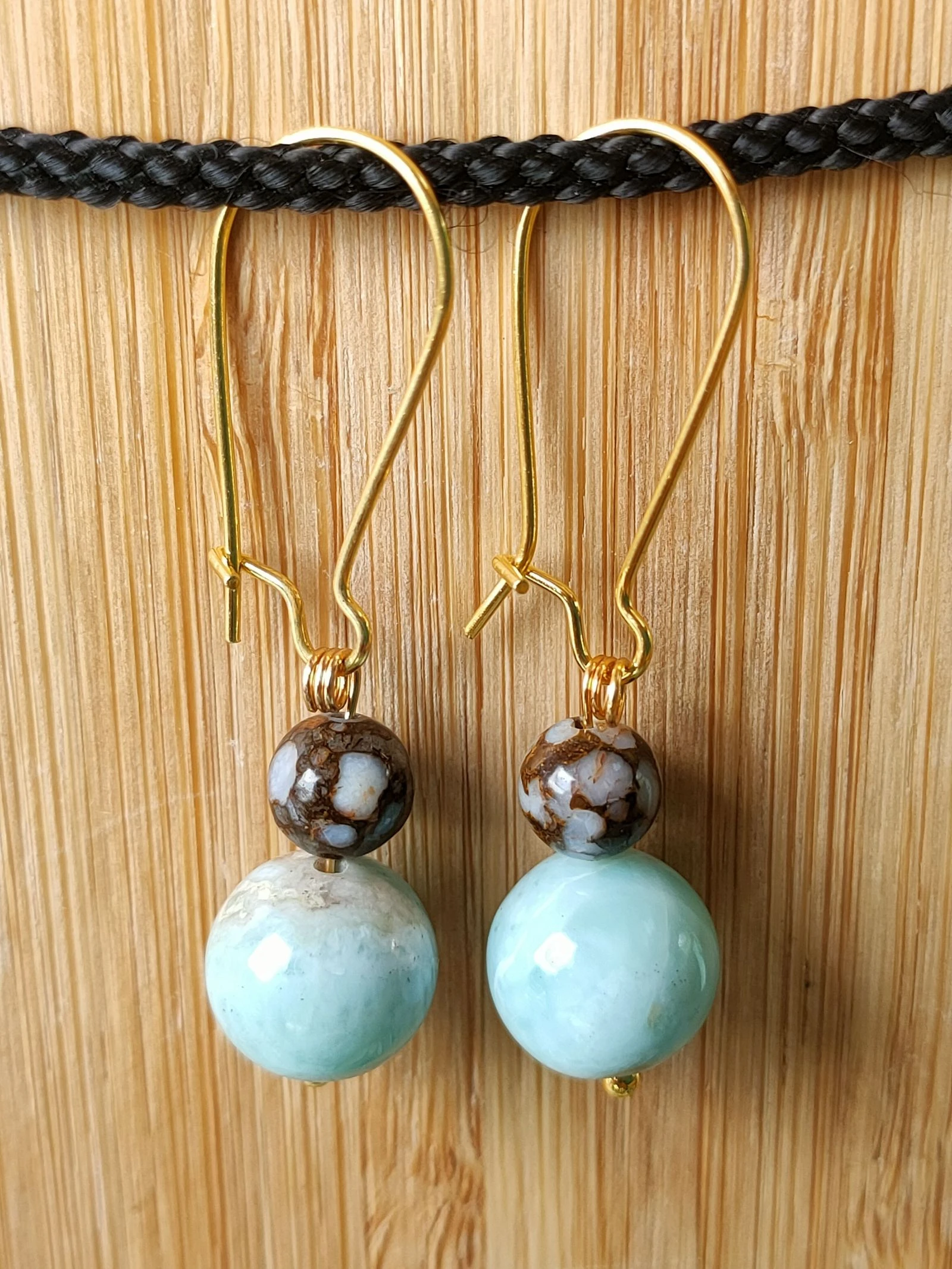 A pair of Larimar and brown opal earrings – photo 4